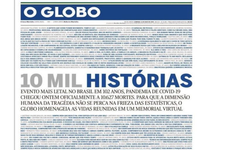 La impactante tapa de O Globo por los 10 mil muertos
